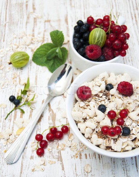 Saludable desayuno cereales frescos frutas Foto stock © Es75