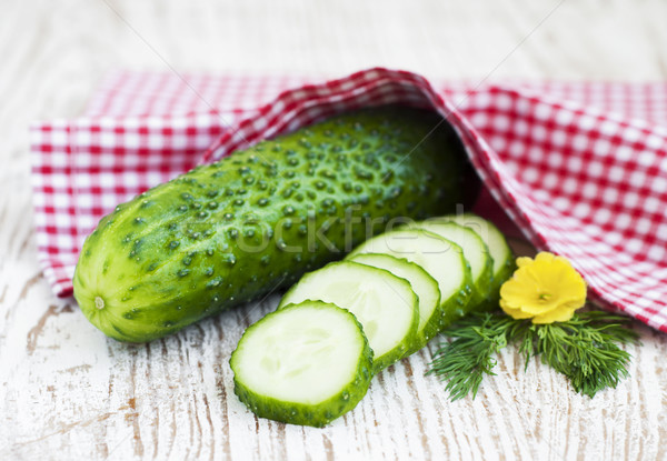 Concombres vert tranches bois nature manger [[stock_photo]] © Es75