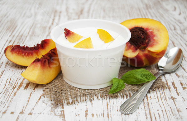 Yougurt with peaches Stock photo © Es75