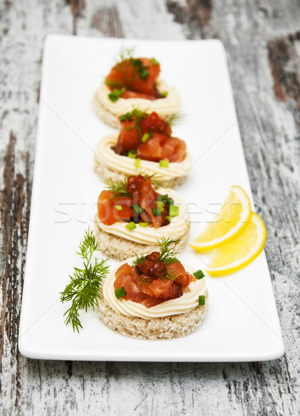 canape with salmon and dill  Stock photo © Es75