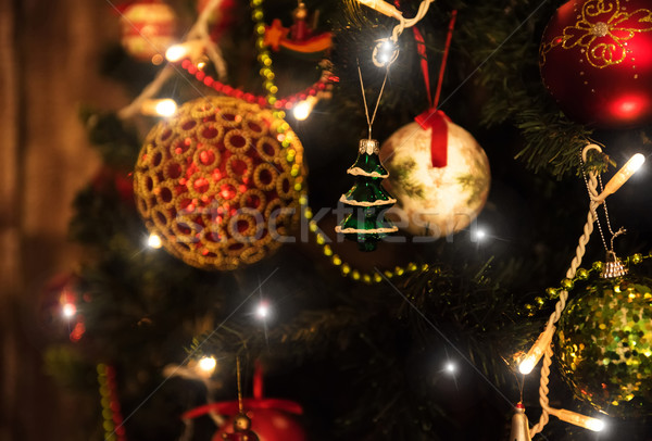 Stockfoto: Kerstboom · decoraties · mooie · kleur · christmas · opknoping