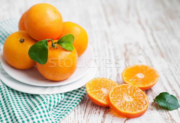Mandarin tányér friss természet édes egészséges Stock fotó © Es75