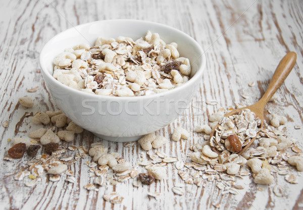 Foto stock: Cereais · café · da · manhã · tigela · comida · milho