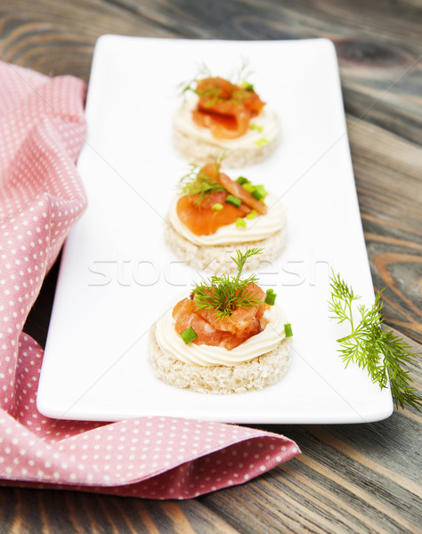 Stock photo: canape with salmon 