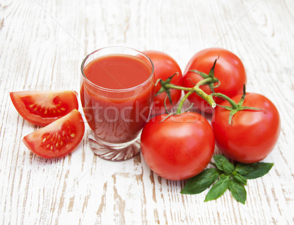Tomatensap glas vers tomaten blad achtergrond Stockfoto © Es75