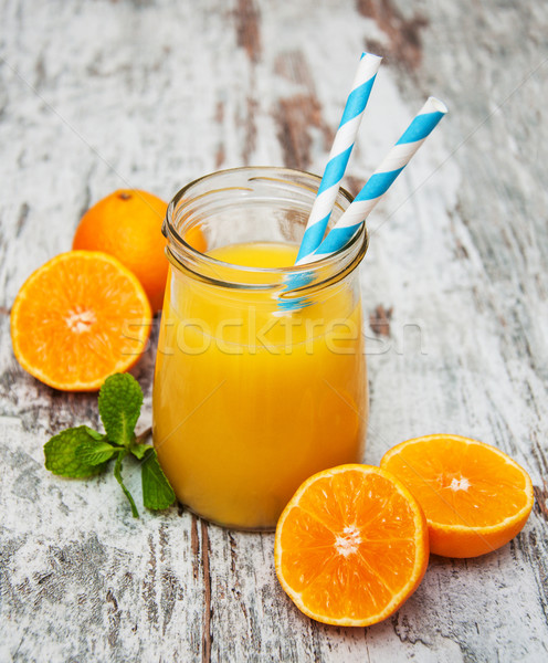 Sinaasappelsap glas houten hout tabel ontbijt Stockfoto © Es75