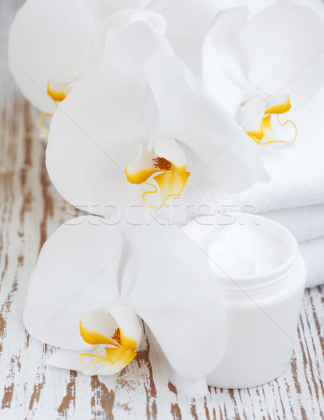 Crema per il viso orchidee fiori benessere spa scena Foto d'archivio © Es75