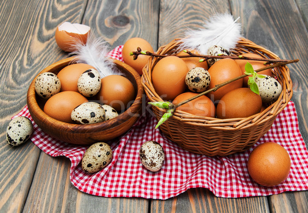 different types of eggs in a basket Stock photo © Es75
