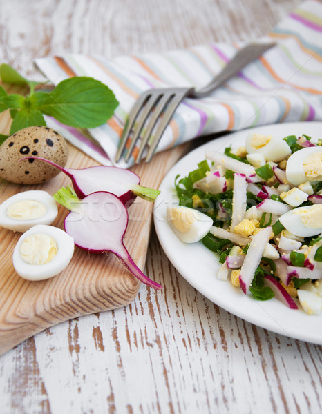 Primavera salada verde cebolas ovos Foto stock © Es75