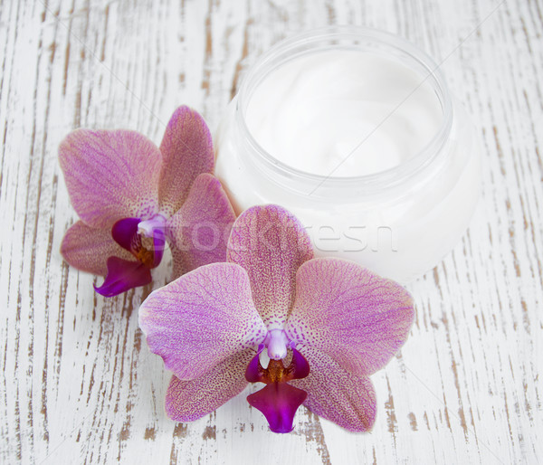 Crema per il viso orchidee fiori benessere spa scena Foto d'archivio © Es75