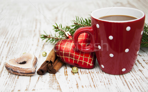 Weihnachten Cappuccino Tasse Urlaub Schokolade rot Stock foto © Es75