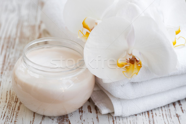 Arckrém orchideák virágok wellness fürdő jelenet Stock fotó © Es75