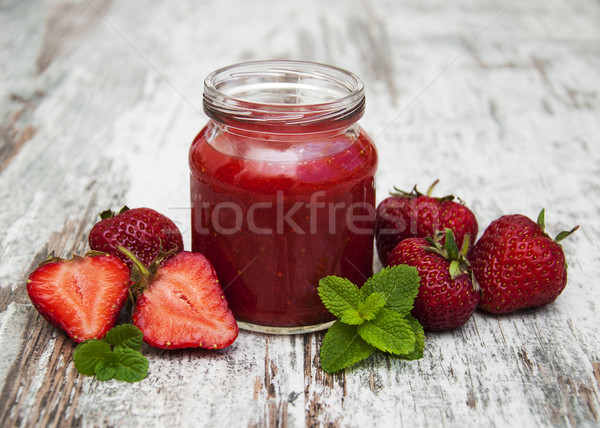 Strawberry fruit smoothies with fresh strawberries Stock photo © Es75