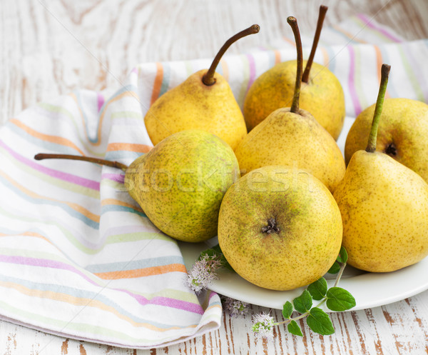Birnen süß alten Holz Blatt Obst Stock foto © Es75