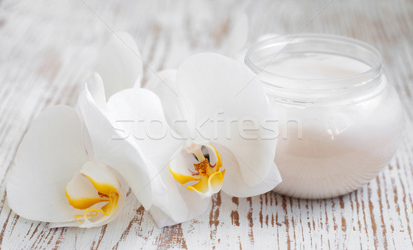 Arckrém orchideák virágok wellness fürdő jelenet Stock fotó © Es75