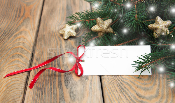Carte de vœux Noël décoratif étoiles bois fond [[stock_photo]] © Es75