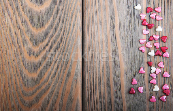 Rouge coeurs vieux bois bois Photo stock © Es75