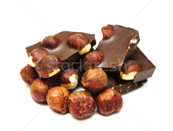 Stockfoto: Pure · chocola · noten · witte · voedsel · chocolade · achtergrond