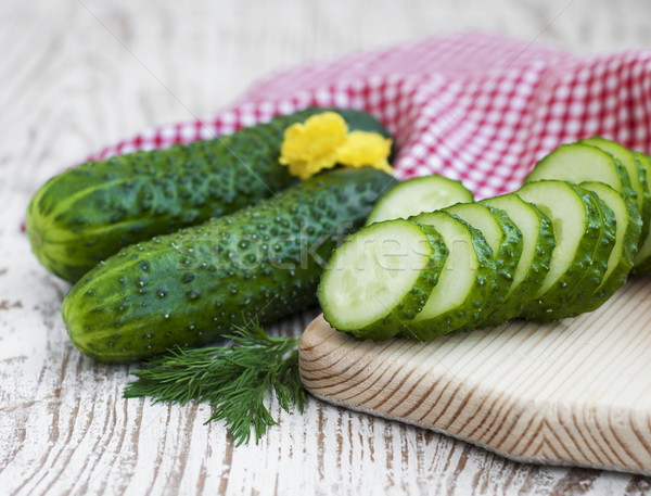 Concombres vert tranches bois nature manger [[stock_photo]] © Es75