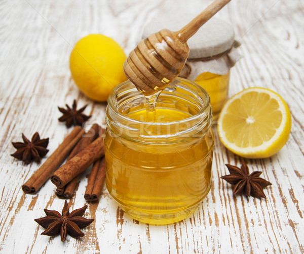 fresh honey with  spices and lemon Stock photo © Es75