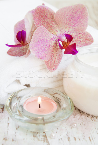 Crema rosa orchidee contenitore cosmetici Foto d'archivio © Es75