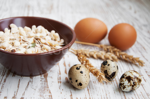 Sani muesli grano uova legno mais Foto d'archivio © Es75