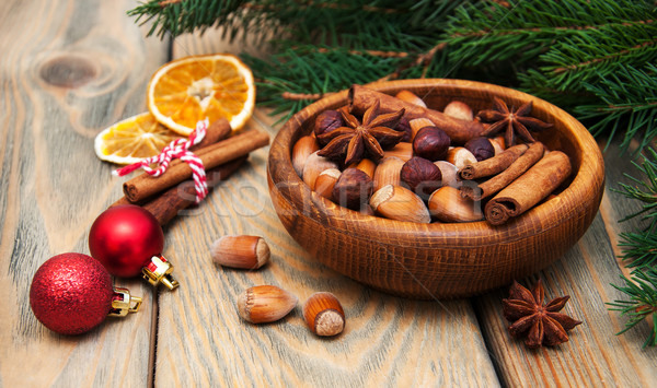 nuts and spices for christmas cake Stock photo © Es75