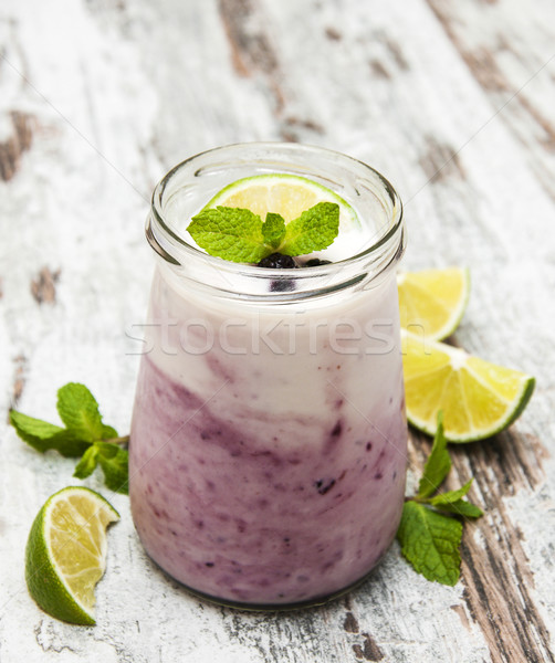 fresh fruit yoghurt with blackberries Stock photo © Es75