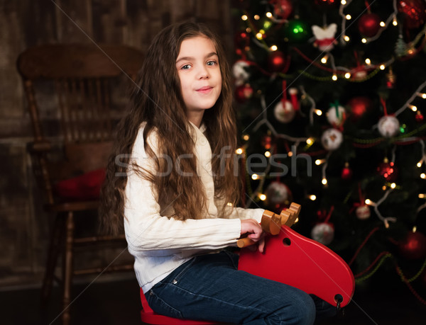 girl on a toy horse Stock photo © Es75