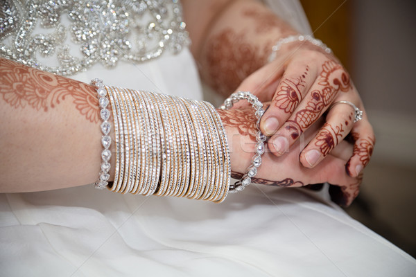 Putting bangles on Stock photo © esatphotography