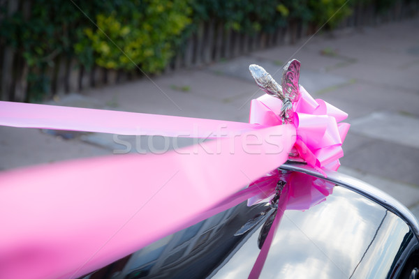 Pink ribbon on vintage car Stock photo © esatphotography