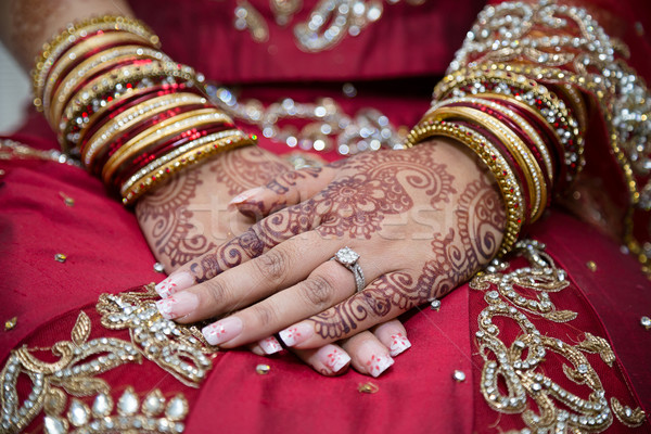 Brides hands with henna Stock photo © esatphotography