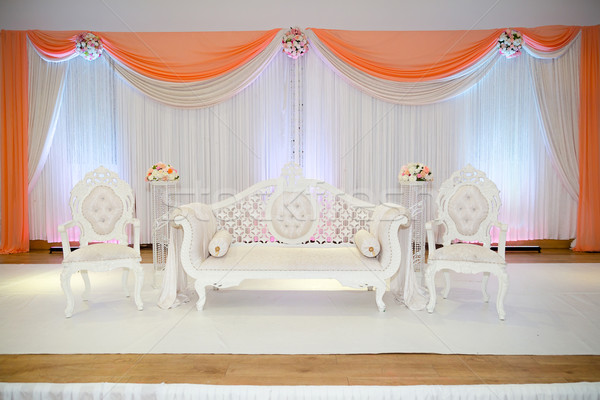 Peach and cream themed wedding stage Stock photo © esatphotography