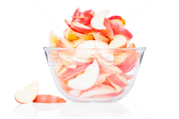 Verre bol coupé pommes isolé blanche [[stock_photo]] © Escander81