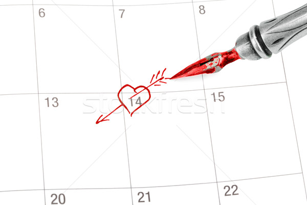 Point sur saint valentin calendrier isolé blanche [[stock_photo]] © Escander81