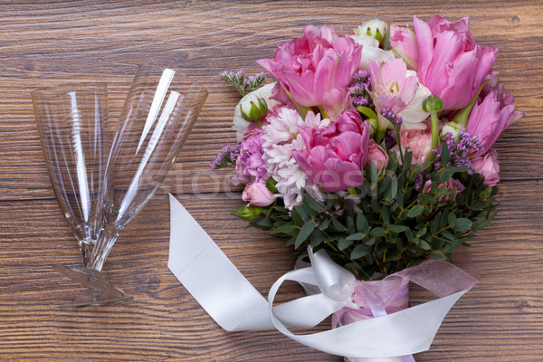 Foto stock: San · Valentín · flores · textura · aumentó