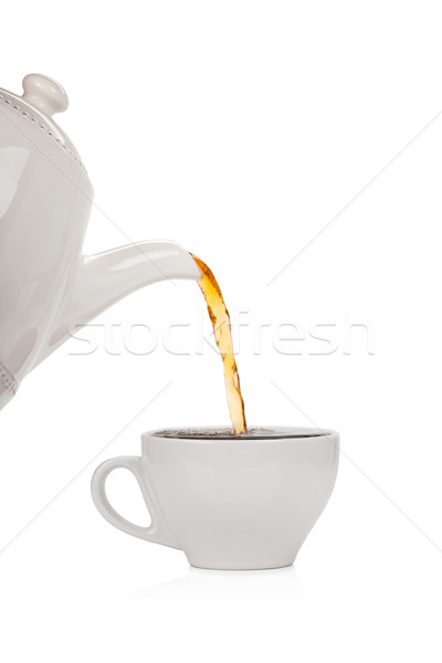 Pouring tea into a cup isolated on white background Stock photo © Escander81