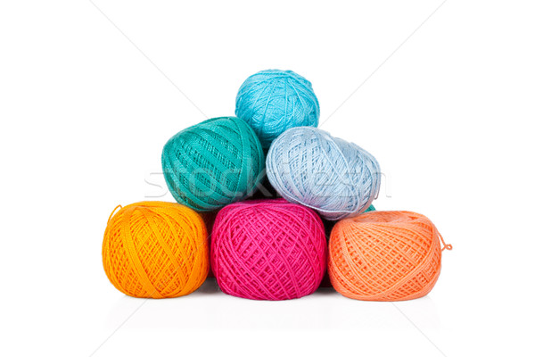 Multicolored set of yarn for knitting on white Stock photo © Escander81