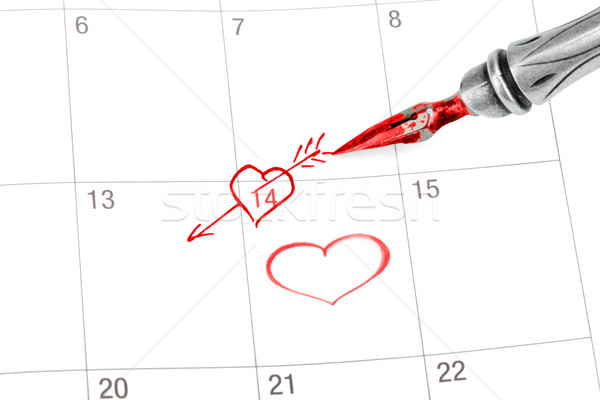 Point sur saint valentin calendrier isolé blanche [[stock_photo]] © Escander81