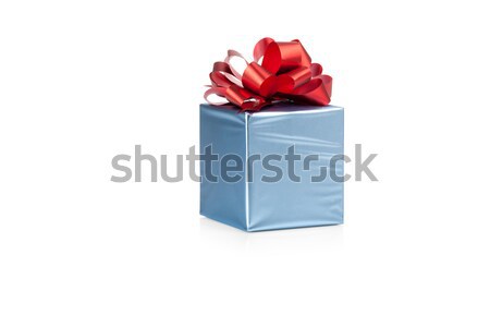 Bleu coffret cadeau isolé blanche fond [[stock_photo]] © Escander81