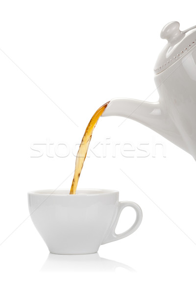 Pouring tea into a cup isolated on white Stock photo © Escander81