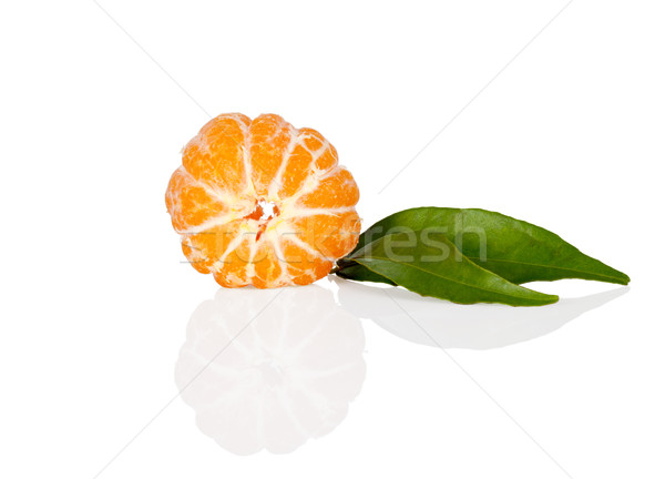 Fresh mandarine tangerine with leaves on white Stock photo © Escander81