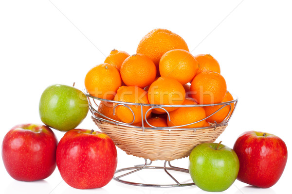 Seau rouge vert pommes oranges alimentaire [[stock_photo]] © Escander81