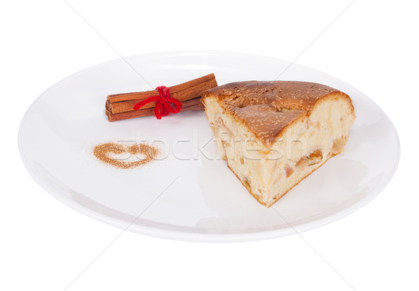 Tarte aux pommes cannelle blanche plaque isolé pomme [[stock_photo]] © Escander81