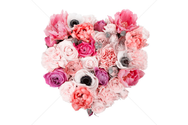 Heart shaped flower bouquet isolated on white Stock photo © Escander81