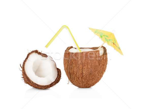 Foto d'archivio: Cocco · cocktail · isolato · bianco · spiaggia · alimentare