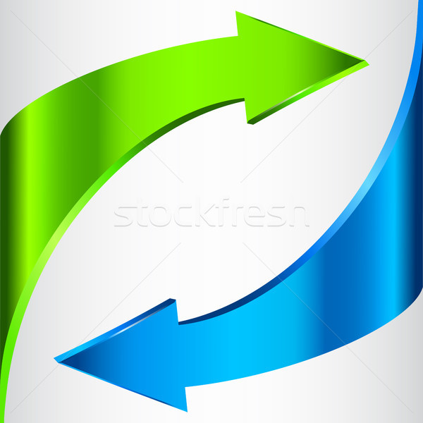 Arrows Sign. Blue Green Color. Isolated On White. Stock photo © ESSL