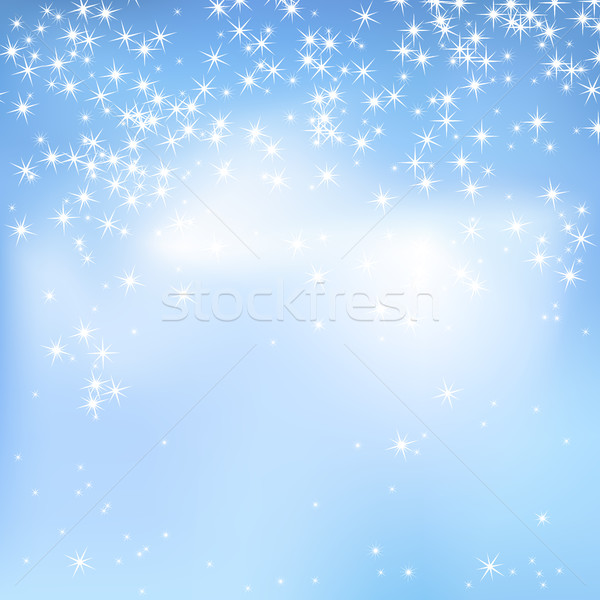 Stock photo: Blue sky abstract background with clouds and stars. Magical New Year, Christmas event style backgrou