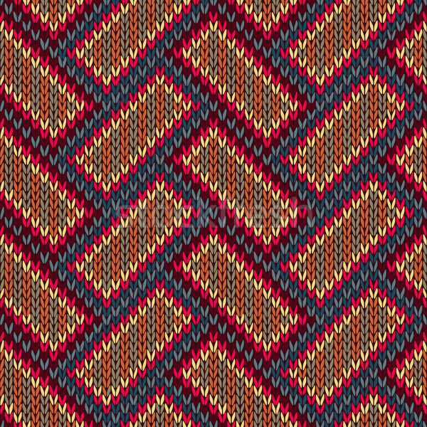 Vector Needlework Background, Red Orange Brown Ornamental Knitte Stock photo © ESSL