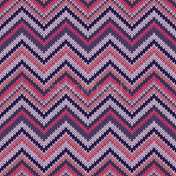 Seamless geometric ethnic spokes knitted pattern. Blue white red pink color knitwear sample Stock photo © ESSL